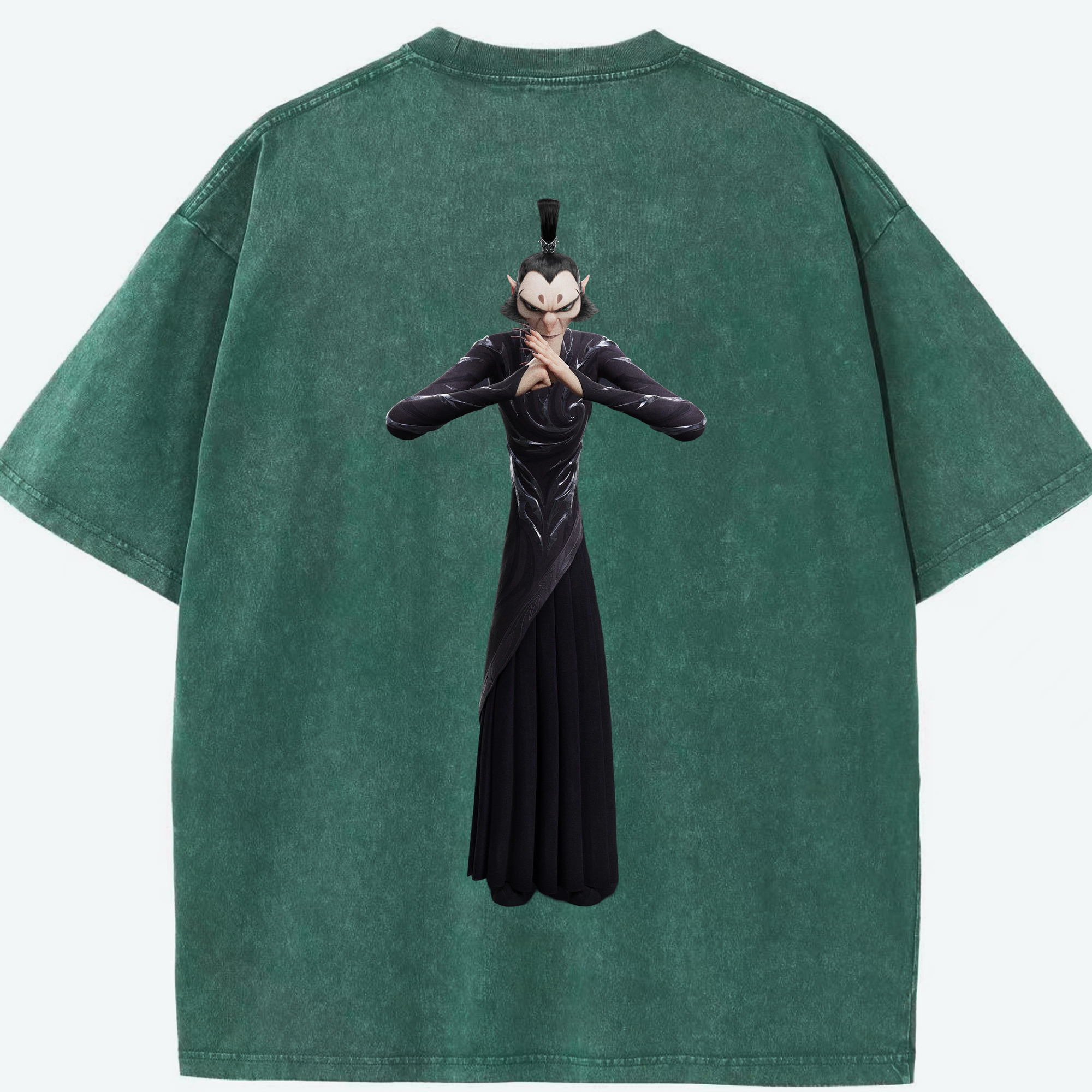 （画像用） Ne Zha 2 ナタ 魔童の大暴れ 綿100% ヴィンテージ風 半袖Tシャツ（背面プリント）